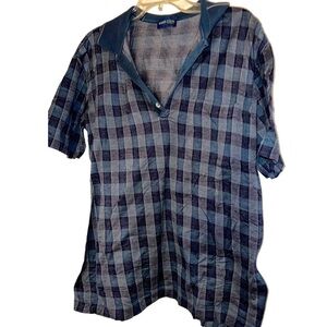 MARIO Caldi 💯 cotton plaid polo shirt